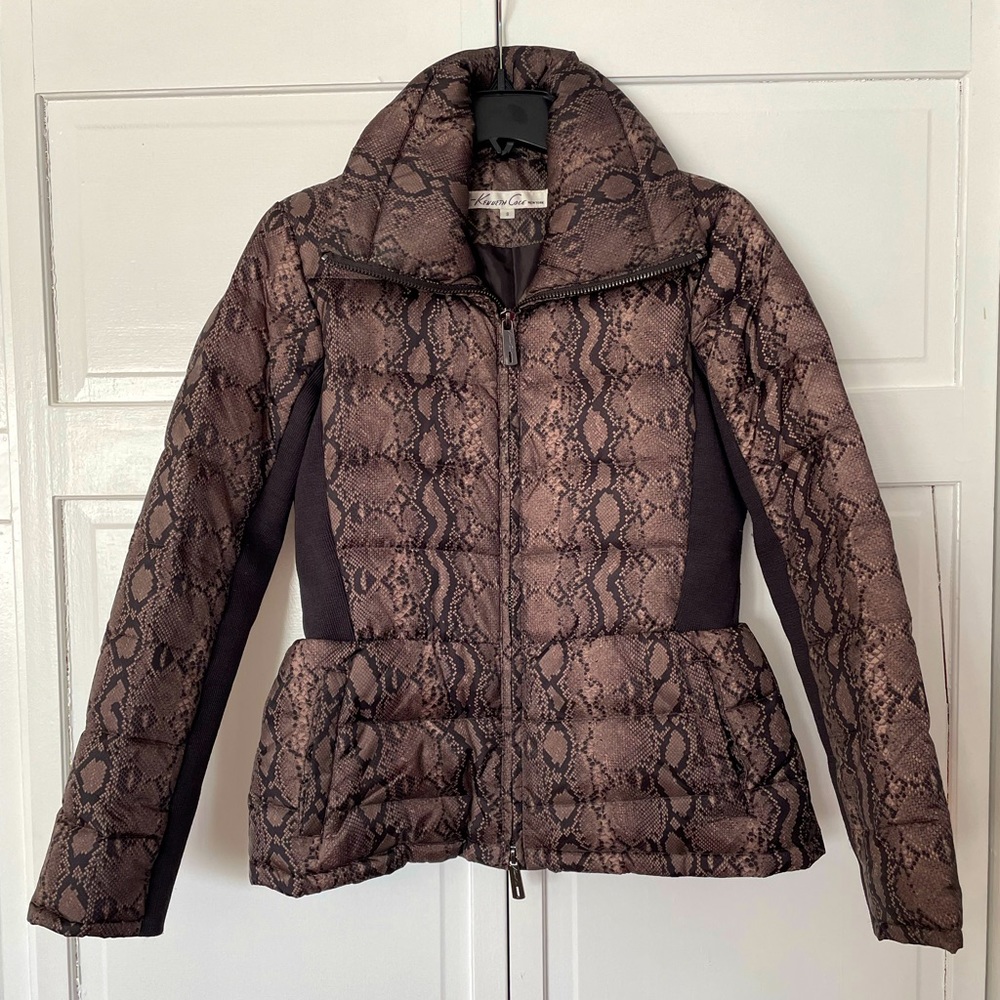 Kenneth Cole Puffer Jacket Snake Print Size S